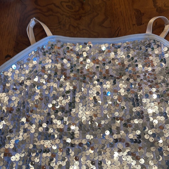 NWOT Weissman silver sequin tank and matching fingerless gloves size kids medium - Picture 2 of 11